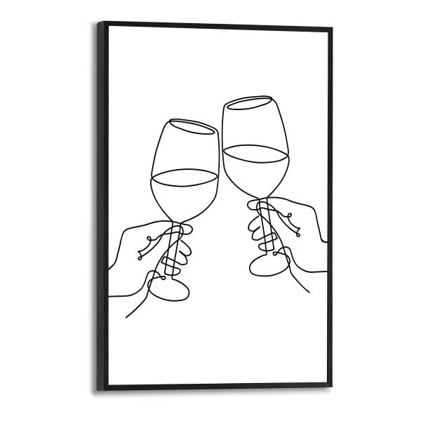 Kunstdruck Wein MDF - Schwarz / Weiß