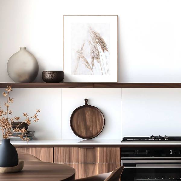 Kunstdruck Pampasgras MDF - Beige