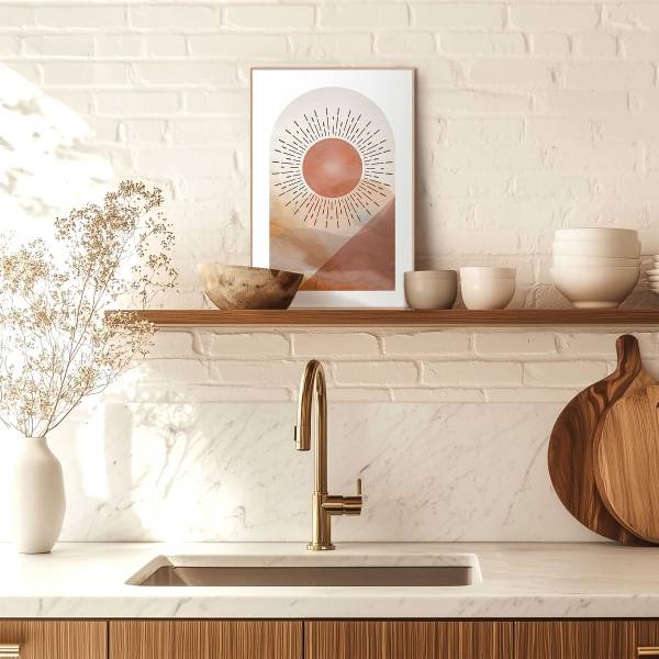 Kunstdruck Sonne MDF - Beige / Braun