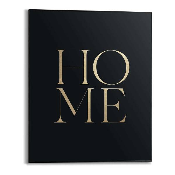 Kunstprint Home MDF - zwart/goudkleurig