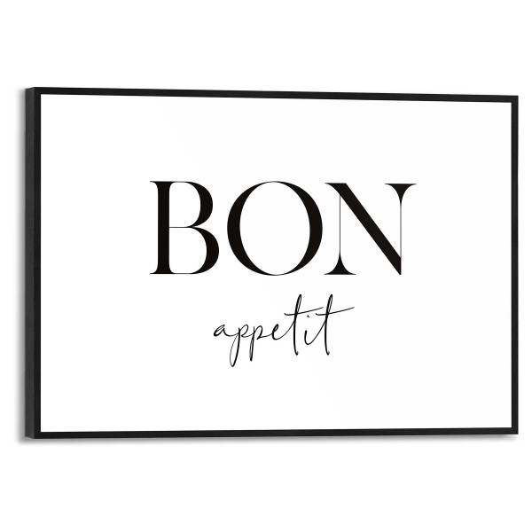 Kunstdruck Bon Appetit MDF - Schwarz / Weiß