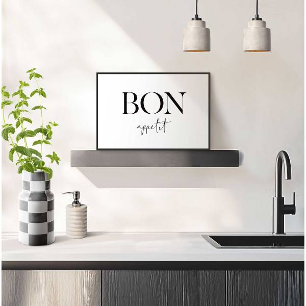 Kunstdruck Bon Appetit MDF - Schwarz / Weiß