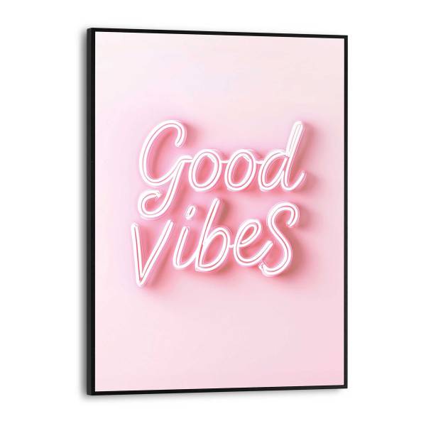 Impression Good Vibes MDF - rose / blanc