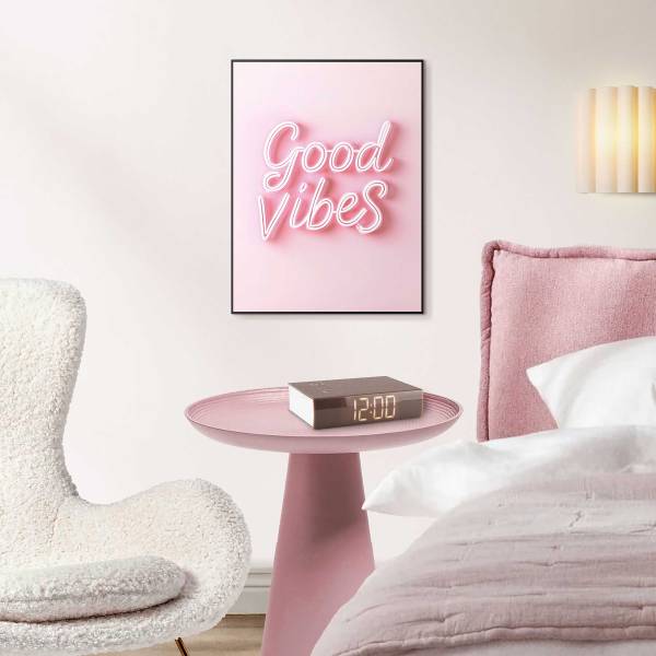 Impression Good Vibes MDF - rose / blanc