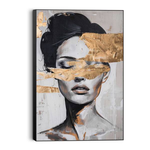 Kunstdruck Lady Gold MDF - Schwarz / Weiß