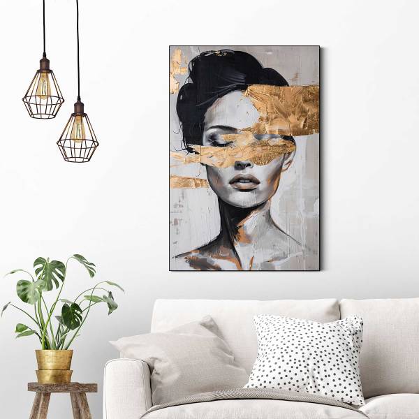 Kunstdruck Lady Gold MDF - Schwarz / Weiß