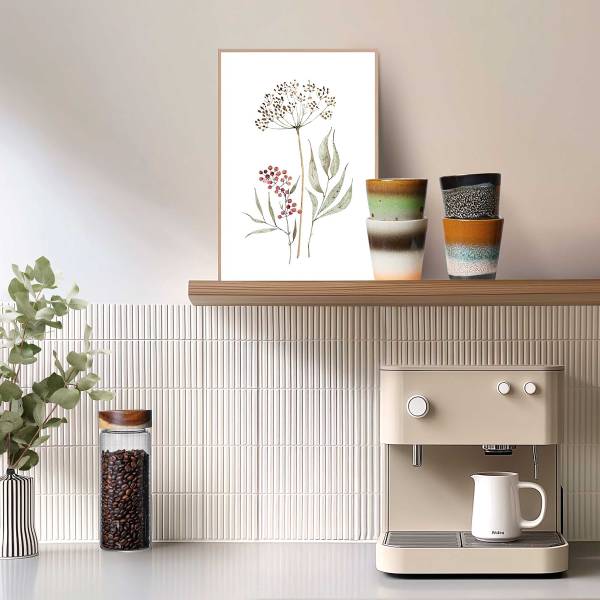 Stampa Aqua Flowers MDF - Verde / Bianco