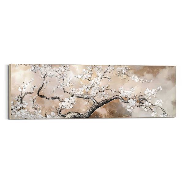Kunstdruck Baum mit Blüte MDF - Beige