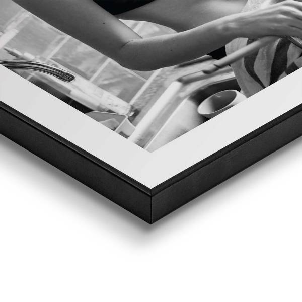 Kunstdruck Pasta Lady MDF - Schwarz / Weiß