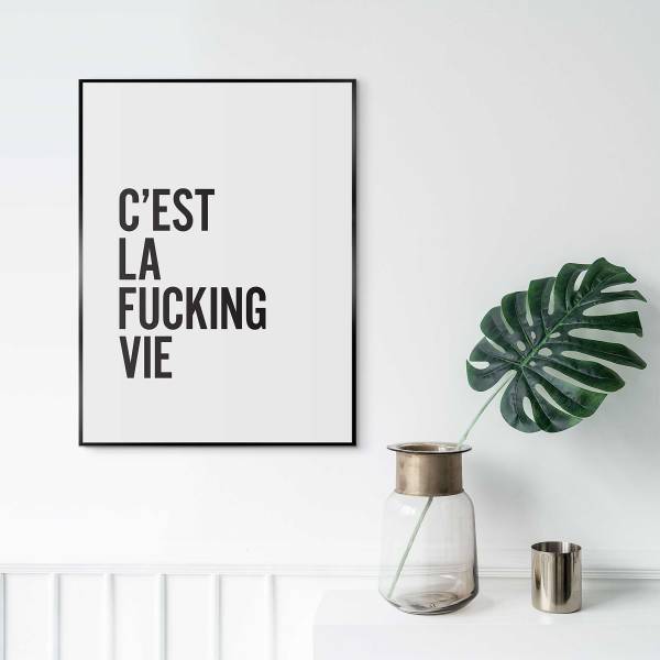 Impression La vie MDF - noir / blanc