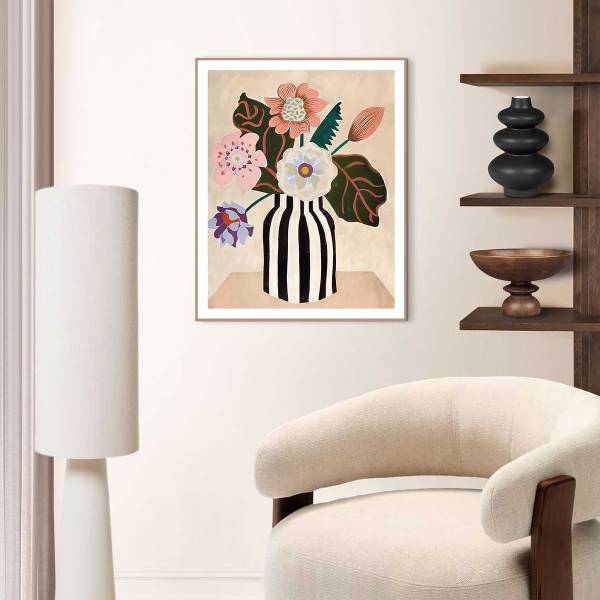 Kunstdruck Funky Flowers MDF - Multicolor