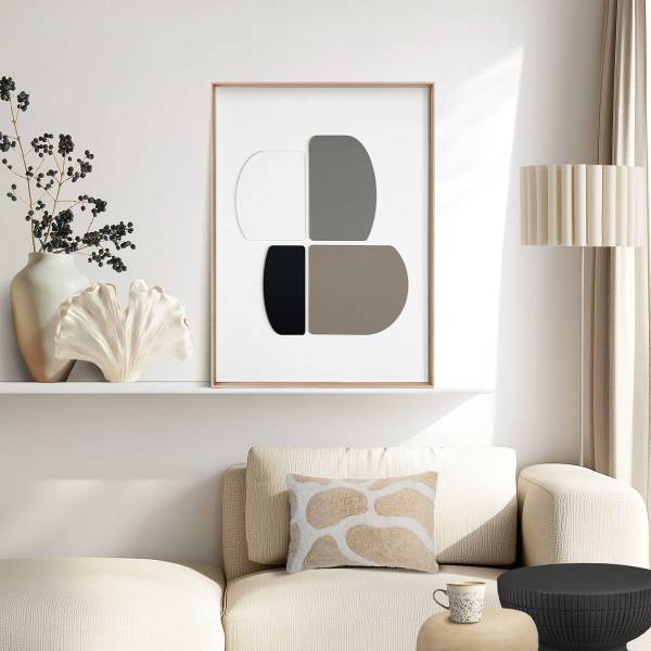 Holzbild Sculpted Silence MDF - Beige / Weiß