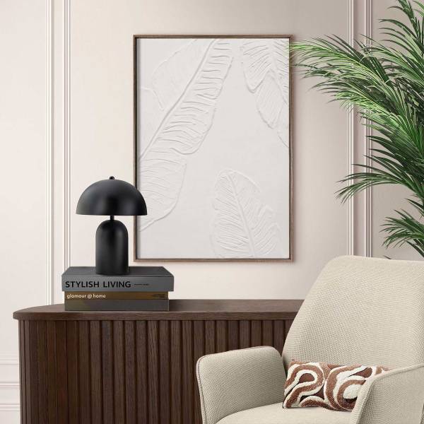 Holzbild Blätter MDF - Weiß / Braun