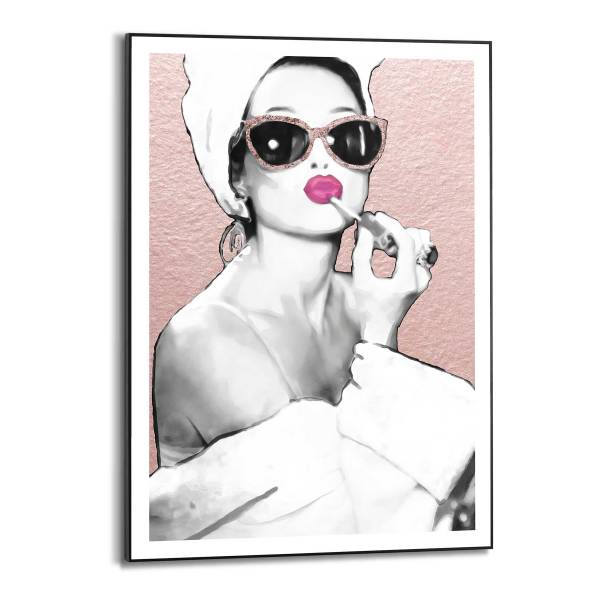 Kunstdruck Lipstick Beauty MDF - Rosa / Weiß