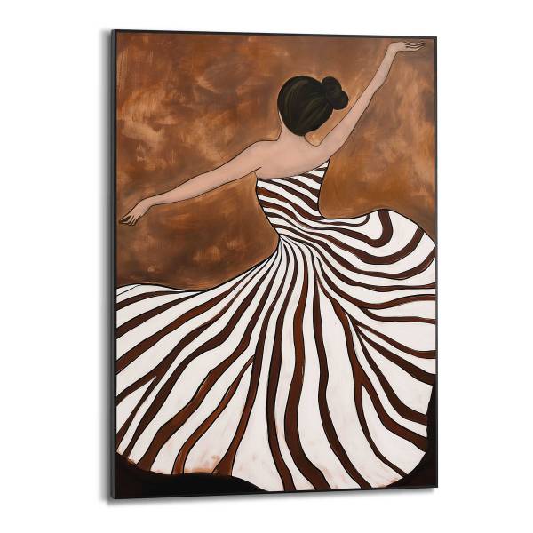 Kunstdruck Tanzende Dame MDF - Weiß / Braun
