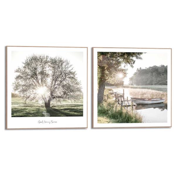 Kunstprint Nature Vibe set van 2 MDF - groen/beige