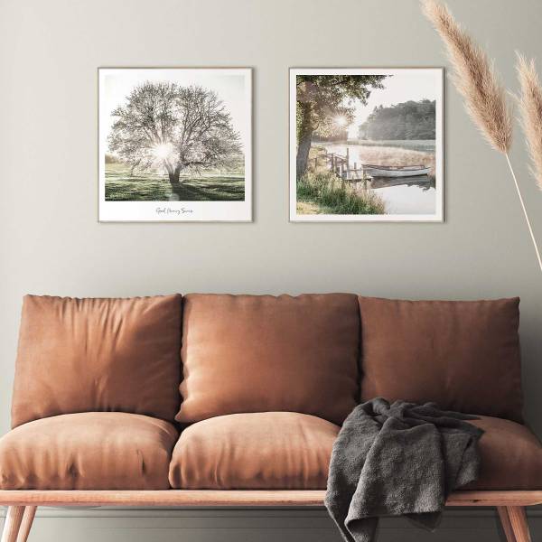 Kunstprint Nature Vibe set van 2 MDF - groen/beige