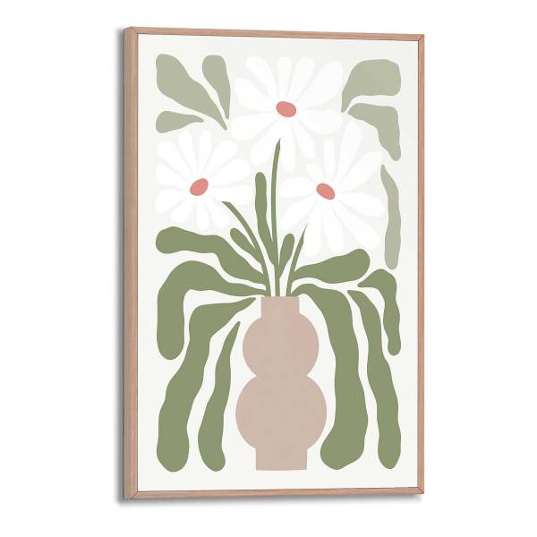Stampa Abstract Flowers MDF - Verde / Bianco