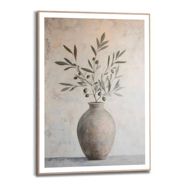 Kunstprint Olijven in een vaas MDF - groen/beige