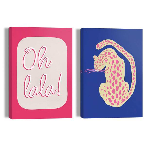 Afbeelding Oh La La Tiger set van 2 polyester - blauw/roze