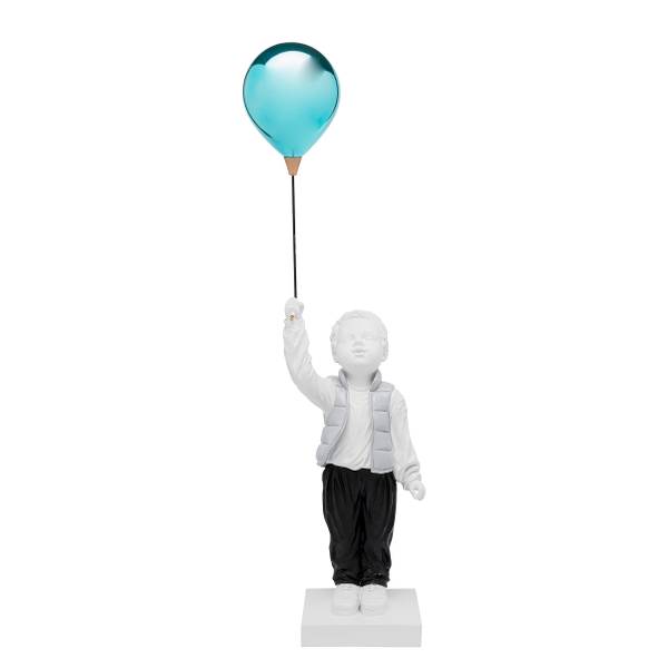 Dekofigur Balloon Boy Polyresin / Sicherheitsglas - Weiß