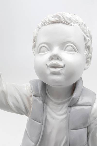 Dekofigur Balloon Boy Polyresin / Sicherheitsglas - Weiß