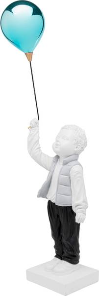 Dekofigur Balloon Boy Polyresin / Sicherheitsglas - Weiß