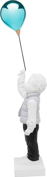 Dekofigur Balloon Boy Polyresin / Sicherheitsglas - Weiß