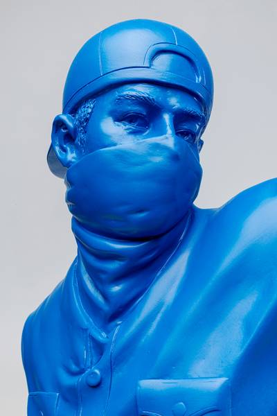 Decoratief beeldje Street Art Bouquet polyresin - blauw