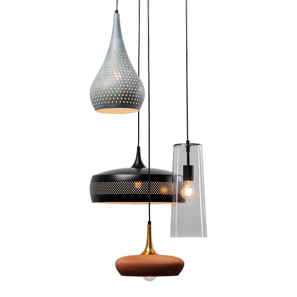 Pendelleuchte Melange Typ B Stahl / Klarglas - Grau / Braun