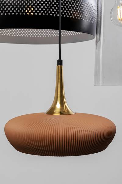 Pendelleuchte Melange Typ B Stahl / Klarglas - Grau / Braun