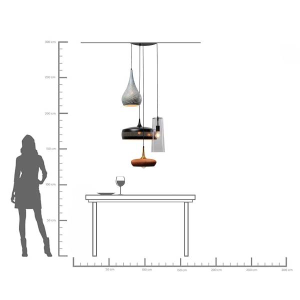Pendelleuchte Melange Typ B Stahl / Klarglas - Grau / Braun