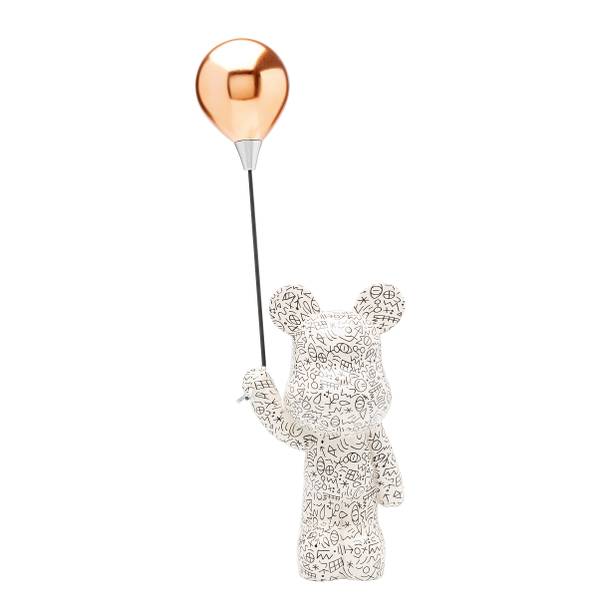 Dekofigur Balloon Bear Polyresin / Sicherheitsglas - Weiß / Roségold