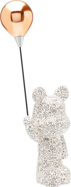 Dekofigur Balloon Bear Polyresin / Sicherheitsglas - Weiß / Roségold