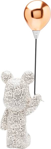 Dekofigur Balloon Bear Polyresin / Sicherheitsglas - Weiß / Roségold