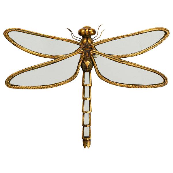 Wandspiegel Dragonfly Polyresin / Spiegelglas - Gold