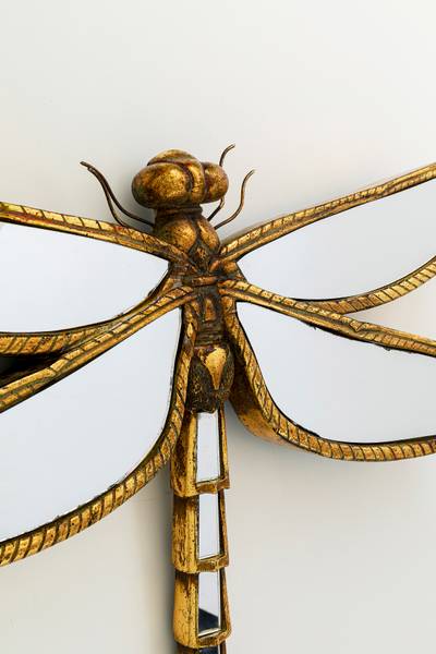 Wandspiegel Dragonfly Polyresin / Spiegelglas - Gold