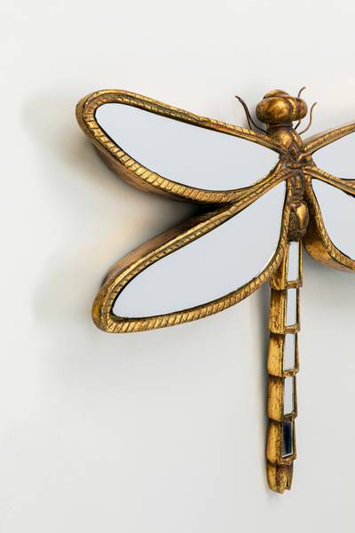 Wandspiegel Dragonfly Polyresin / Spiegelglas - Gold
