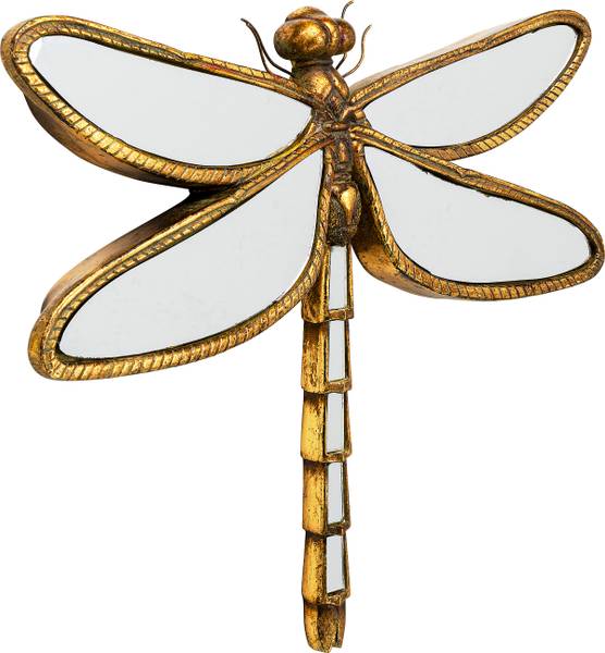 Wandspiegel Dragonfly Polyresin / Spiegelglas - Gold