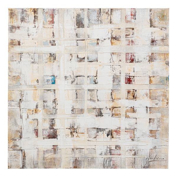 Leinwandbild Treccia Massivholz / Baumwollstoff - Beige