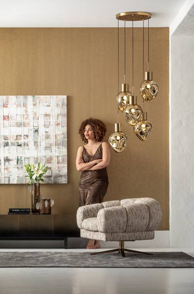 Leinwandbild Treccia Massivholz / Baumwollstoff - Beige