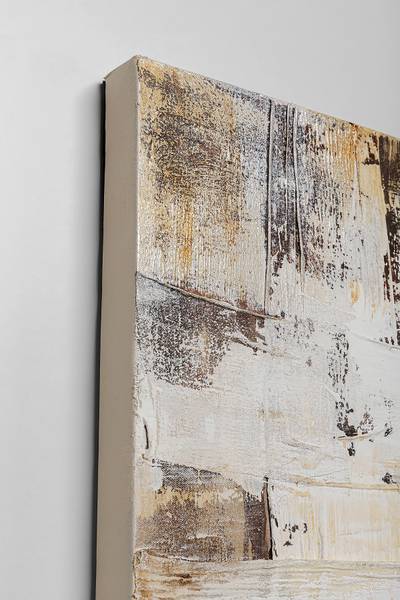 Leinwandbild Treccia Massivholz / Baumwollstoff - Beige