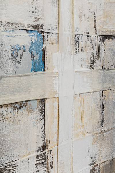 Leinwandbild Treccia Massivholz / Baumwollstoff - Beige