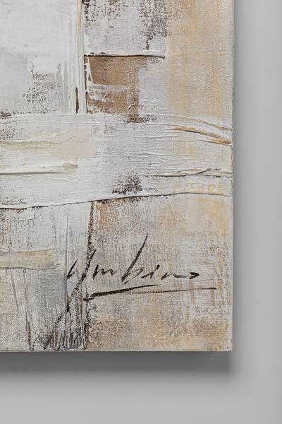 Leinwandbild Treccia Massivholz / Baumwollstoff - Beige