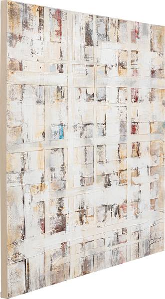 Leinwandbild Treccia Massivholz / Baumwollstoff - Beige