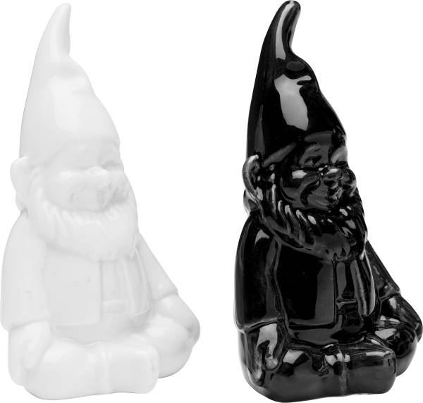 Peper en zoutvaatje Kabouter porselein - zwart/wit