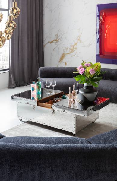 Leinwandbild Tendency Typ C MDF / Baumwollstoff - Rot / Blau