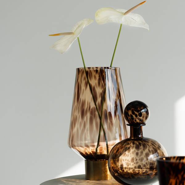 Vase Caramel Typ B Farbglas / Messing - Braun