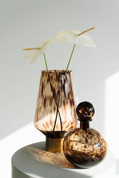 Vase Caramel Typ B Farbglas / Messing - Braun