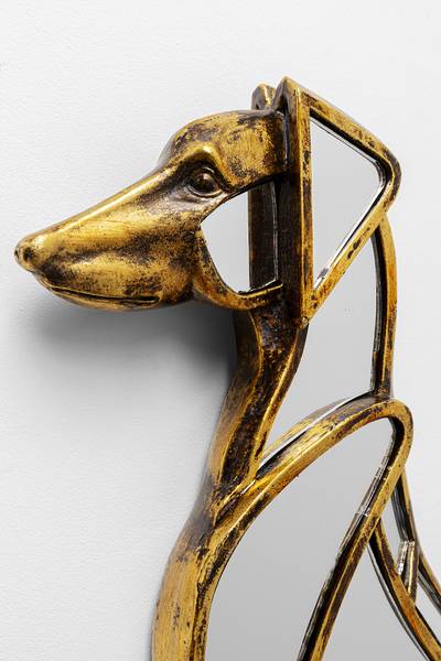Wandspiegel Dog Polyresin / Spiegelglas - Gold